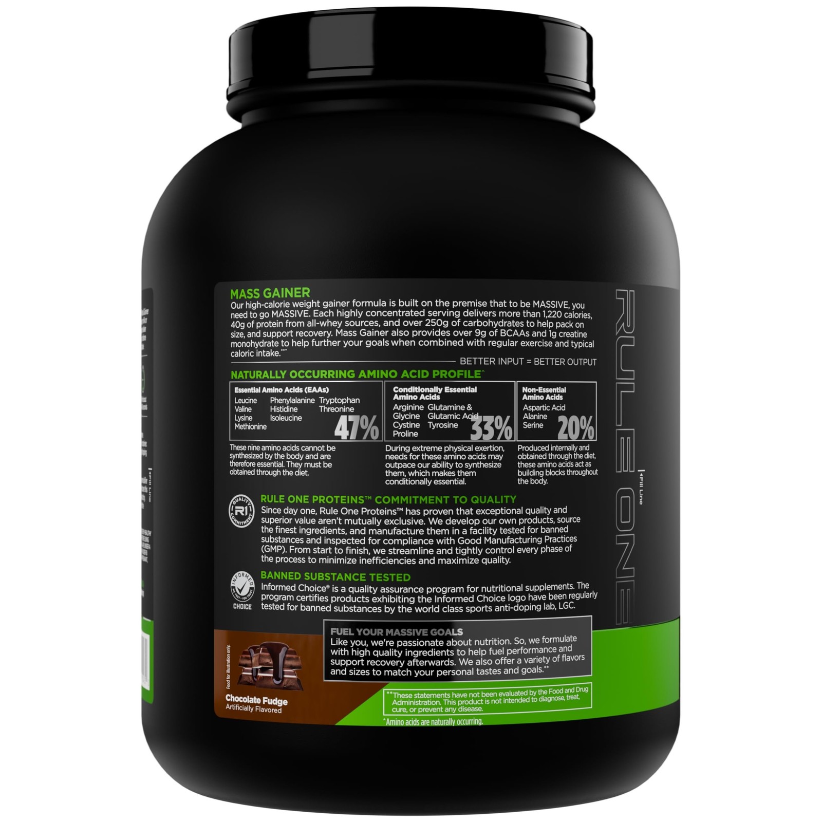 Rule 1 R1 Mass Gainer, Chocolate Fudge – 5.73 Pounds – 40g of All-Whey Protei…