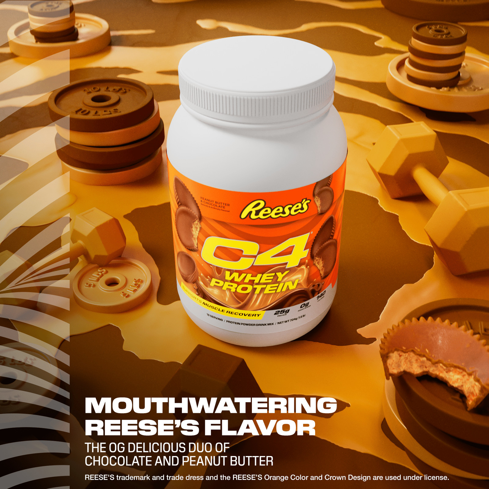 C4 Whey Protein Powder, Reese’s Peanut Butter Cup Flavor, 25g of Protein