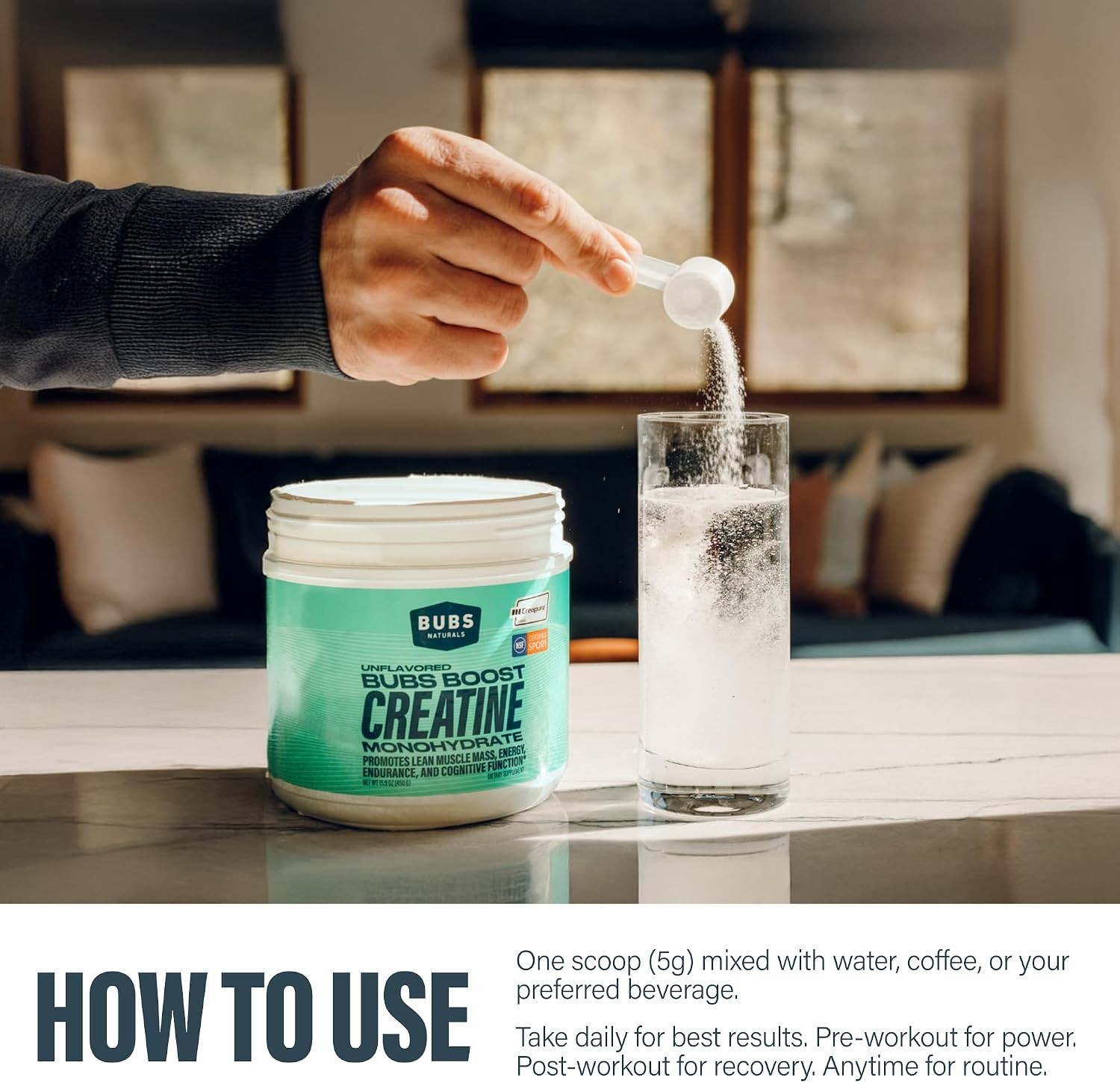 BUBS Boost Creatine Monohydrate – 90 Servings | 5g Creapure Creatine Powder |…