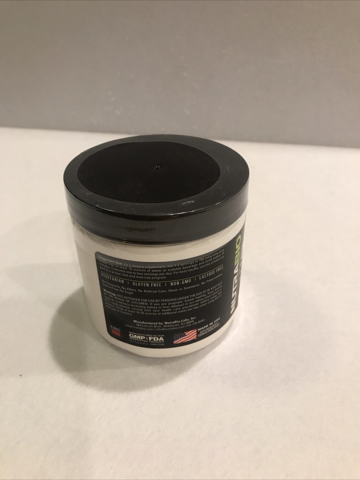 NutraBio Creatine HCl Powder 135g Unflavored Vegetarian Gluten-Free Fitness