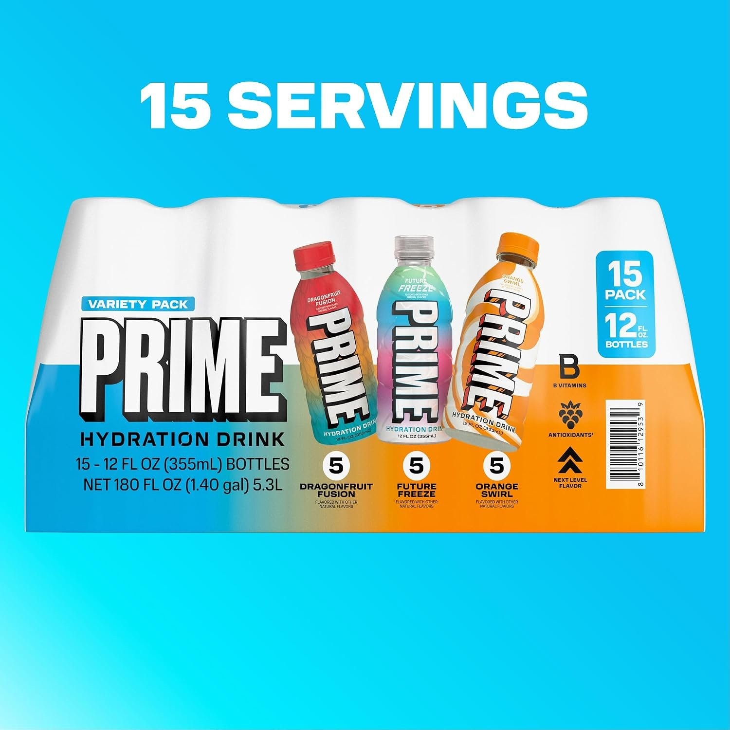 Electrolyte Enhanced Sports Drinks, 15 Pack, Gluten Free, 180 Fl Oz Total