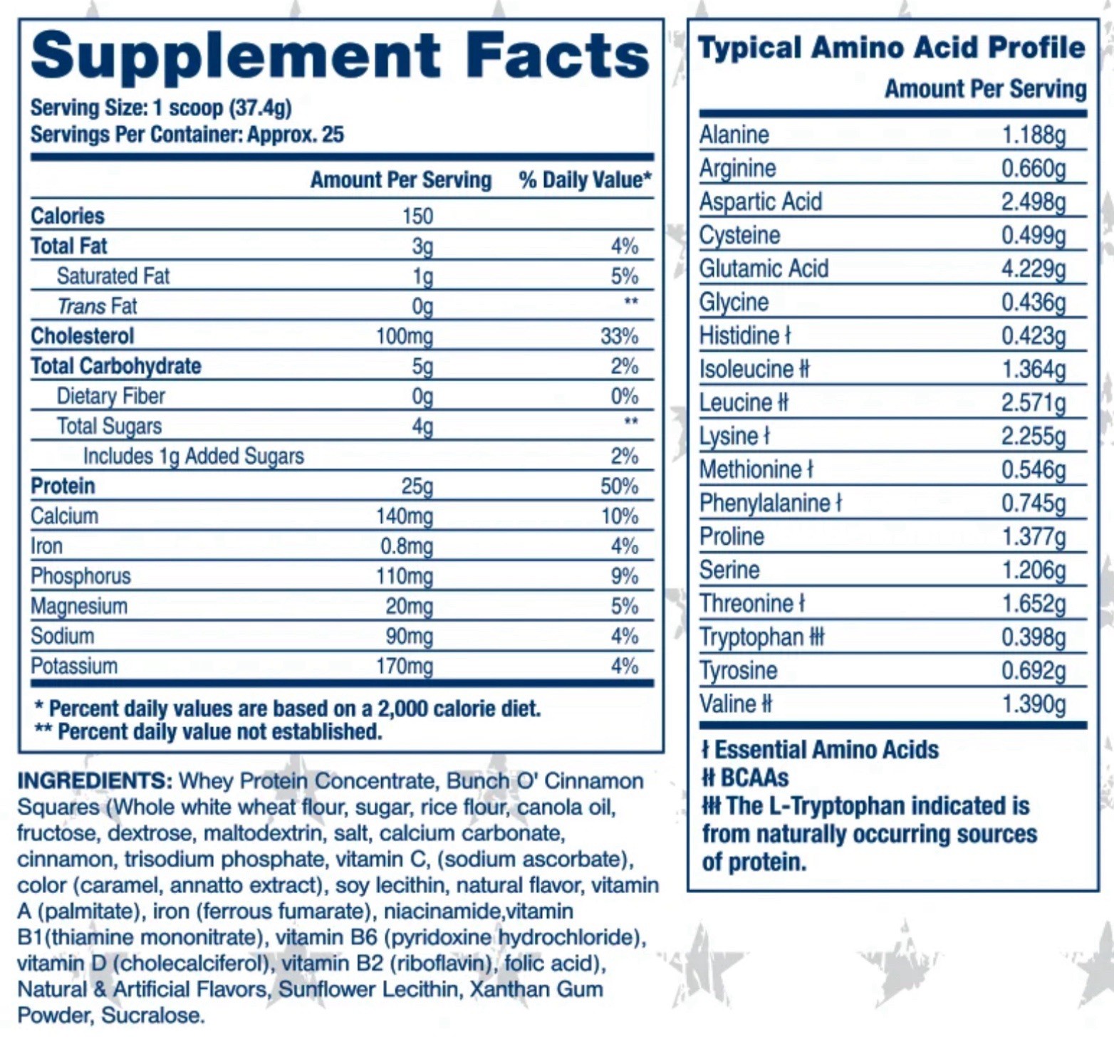 PROTEIN WHEY W/ AMINOS – Mercia Labz – Patriot’s Whey: Cinnamon Cereal [2lbs]