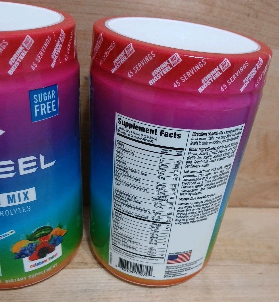 1 JUG: BIOSTEEL “Rainbow Twist” HYDRATION MIX 45 SERVINGS NSF ELECTROLYTES 11oz
