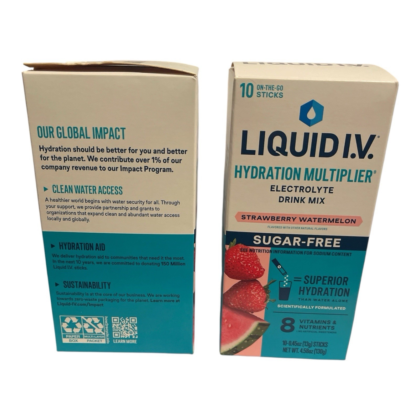 2x Liquid I.V. Sugar-Free Strawberry Watermelon 10 Sticks Ea Exp 05/2027