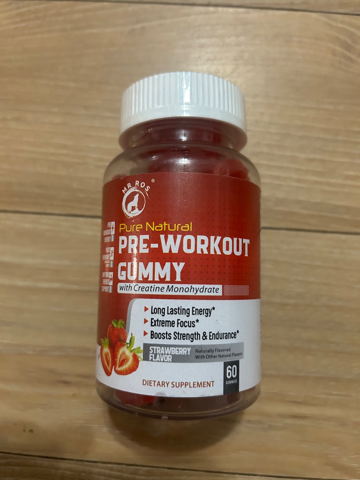 Mr Ros Pure Natural Pre-Workout Gummy Dietary Supplement 60 Gummies