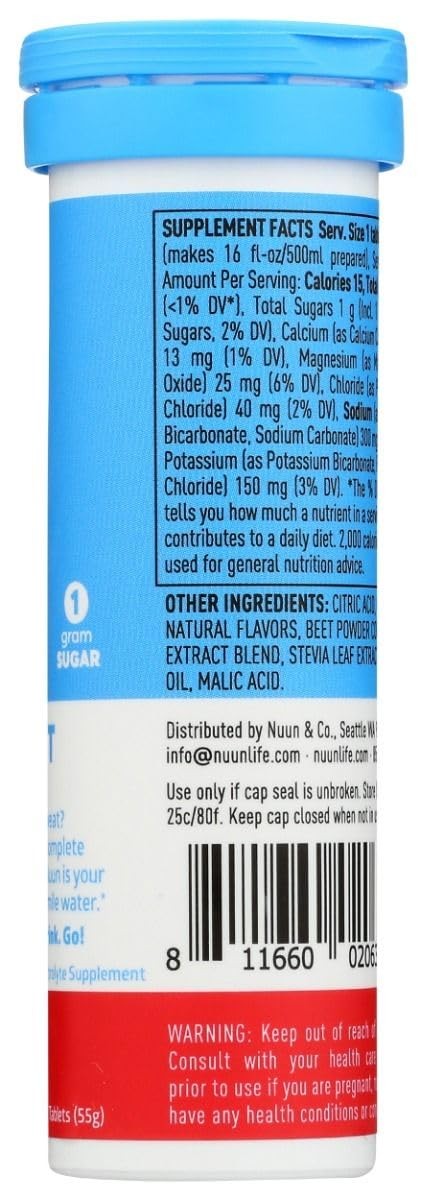 Nuun Hydration Effervescent Electrolyte Tablets Fruit Punch 60 Count Pack