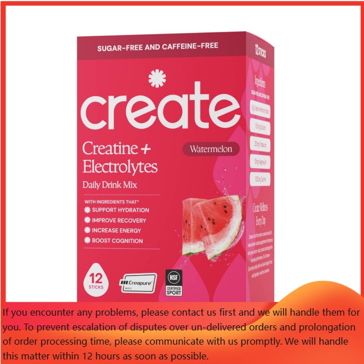 Create Wellness Creatine + Electrolytes Mix Monohydrate Stick Packs NSF 12ct