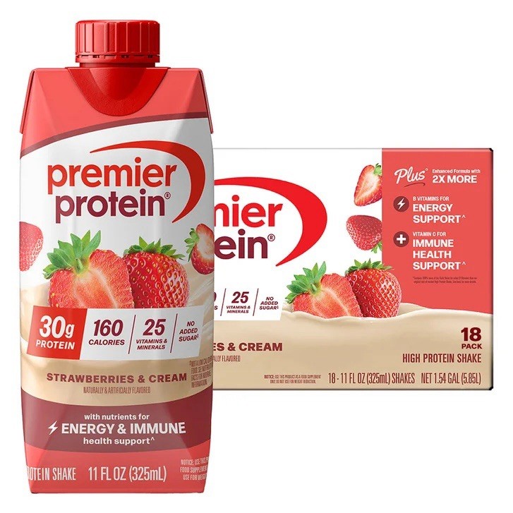 Premier Protein Plus➕Shake, Strawberries & Cream 🍓11 fl oz, 18-pack