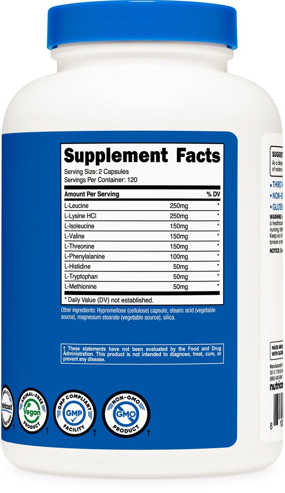 Nutricost EAA Capsules 1200mg, 240 240 Count (Pack of 1), Multicolor