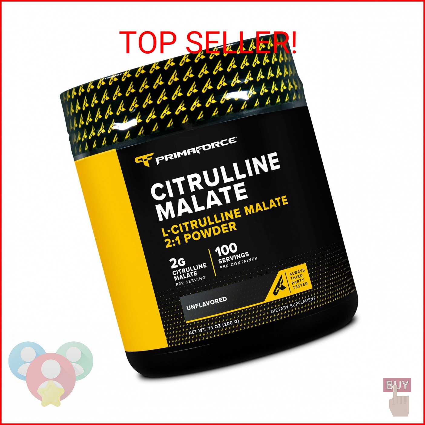 PrimaForce L-Citrulline Malate Powder, Unflavored Pre Workout Supplement, 200 Gr
