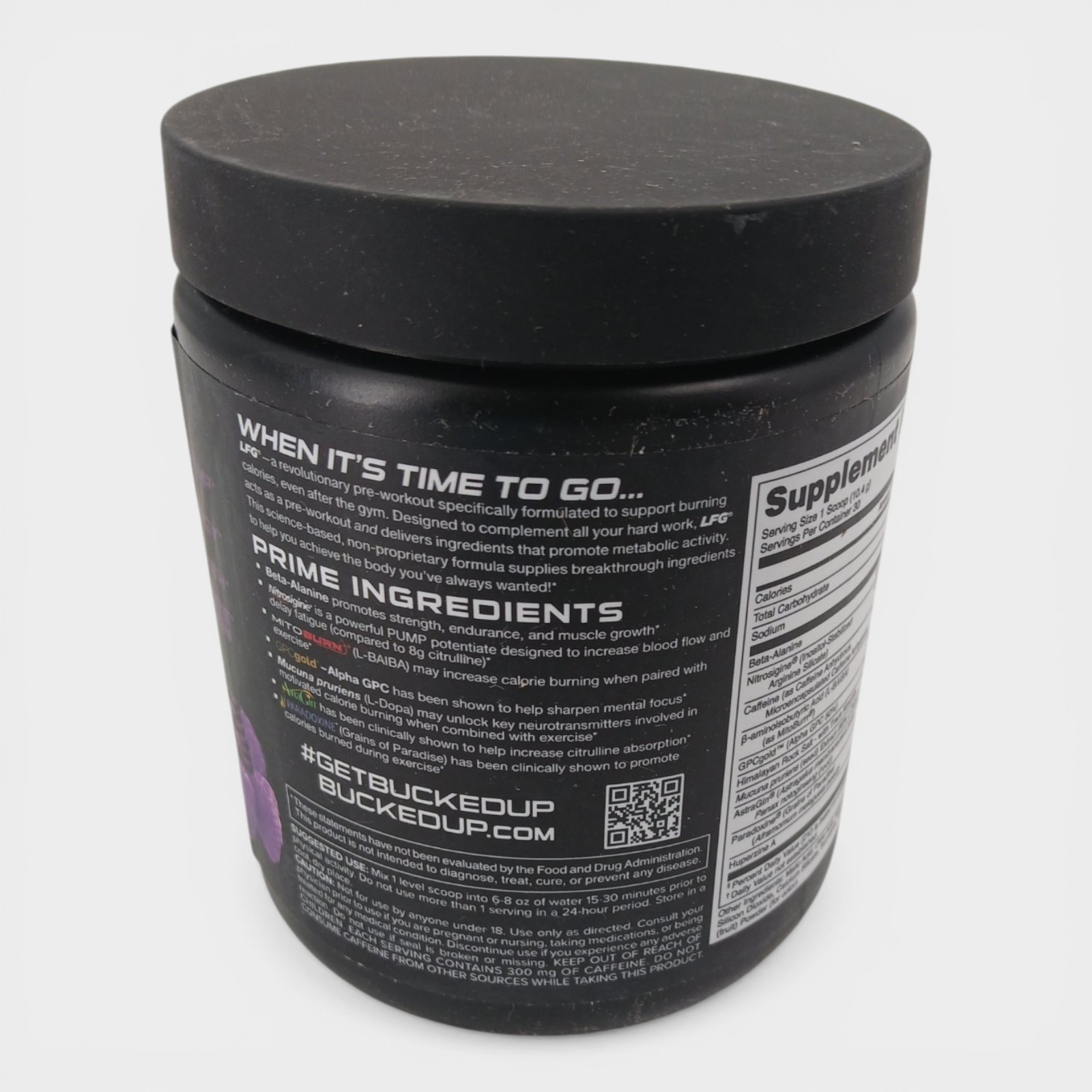 Bucked Up Burn Pre-Workout Powder – Razzle Dazzle Flavor, 11 OZ.