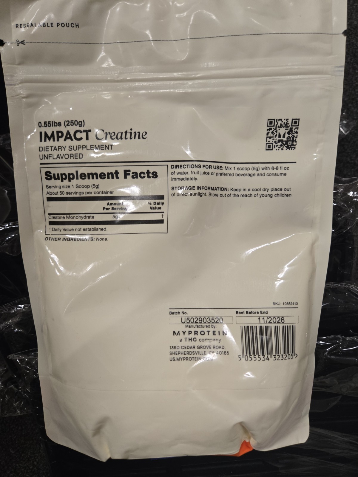 Myprotein Impact Creatine Monohydrate Powder .55lb 50Servings Pure Unflavored