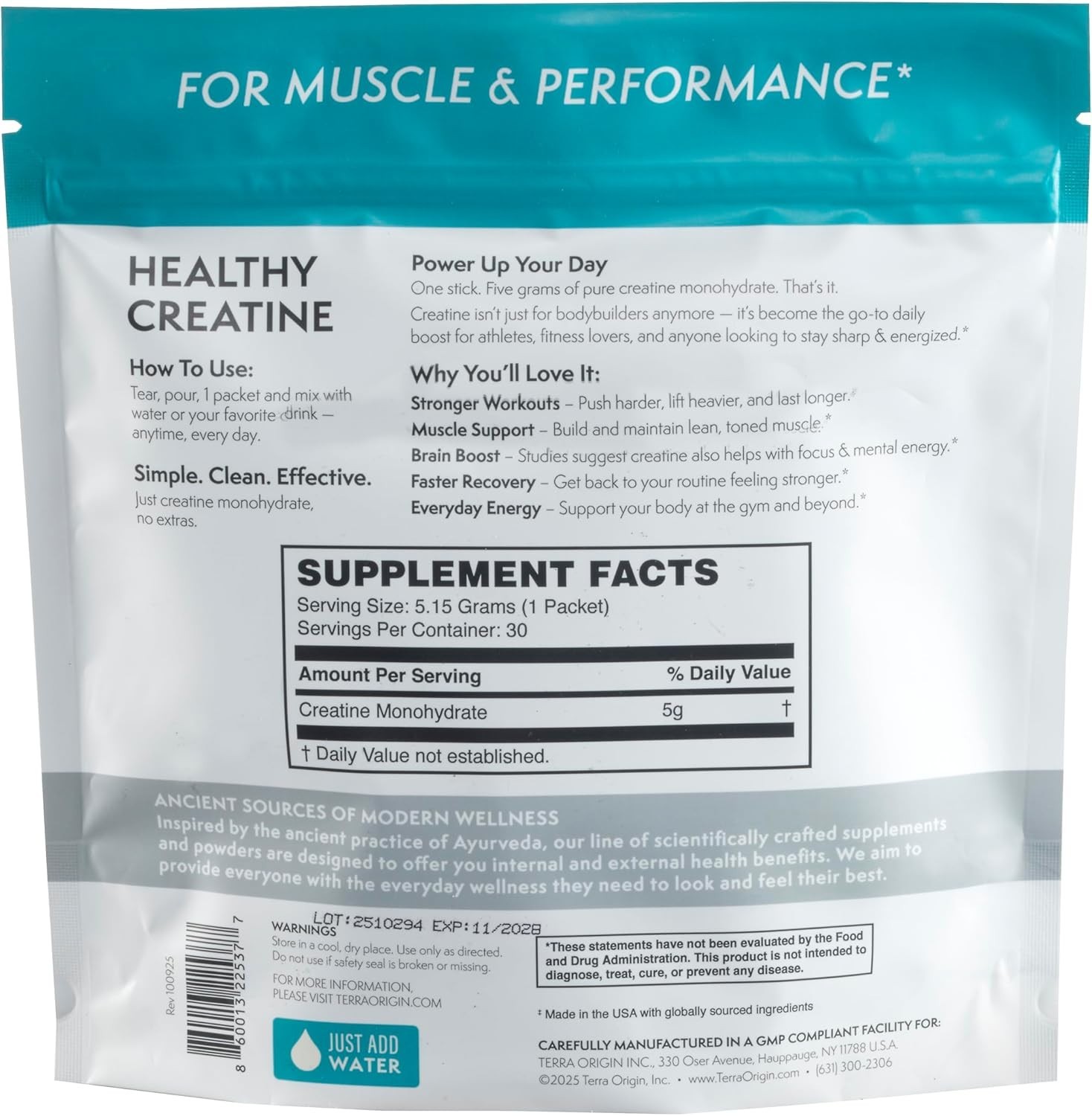 Micronized Creatine Monohydrate Powder 30 Stick Packs Unflavored Muscle