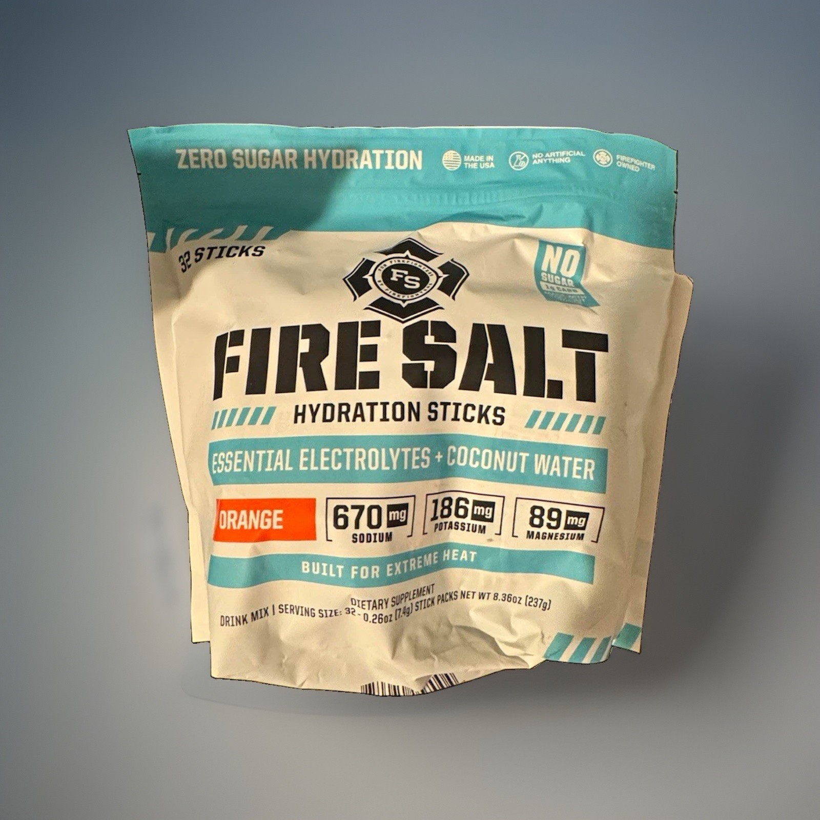 Fire Salt Electrolyte Hydration Powder Sticks Orange Sugar-Free Vegan Keto 32ct