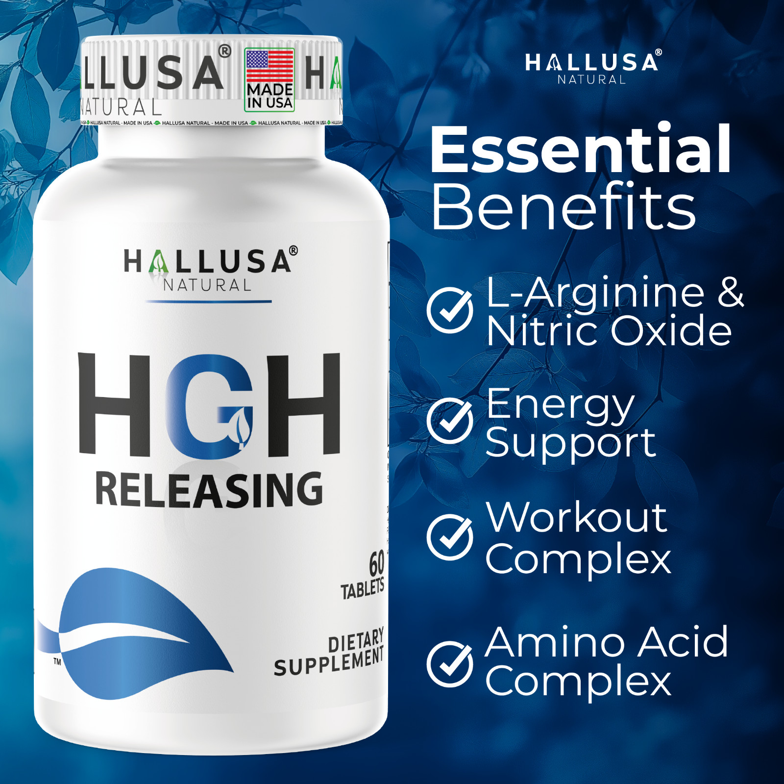 HGHBooster – Natural Growth Support – Energy & Performance – L Arginine, 60 Tabs