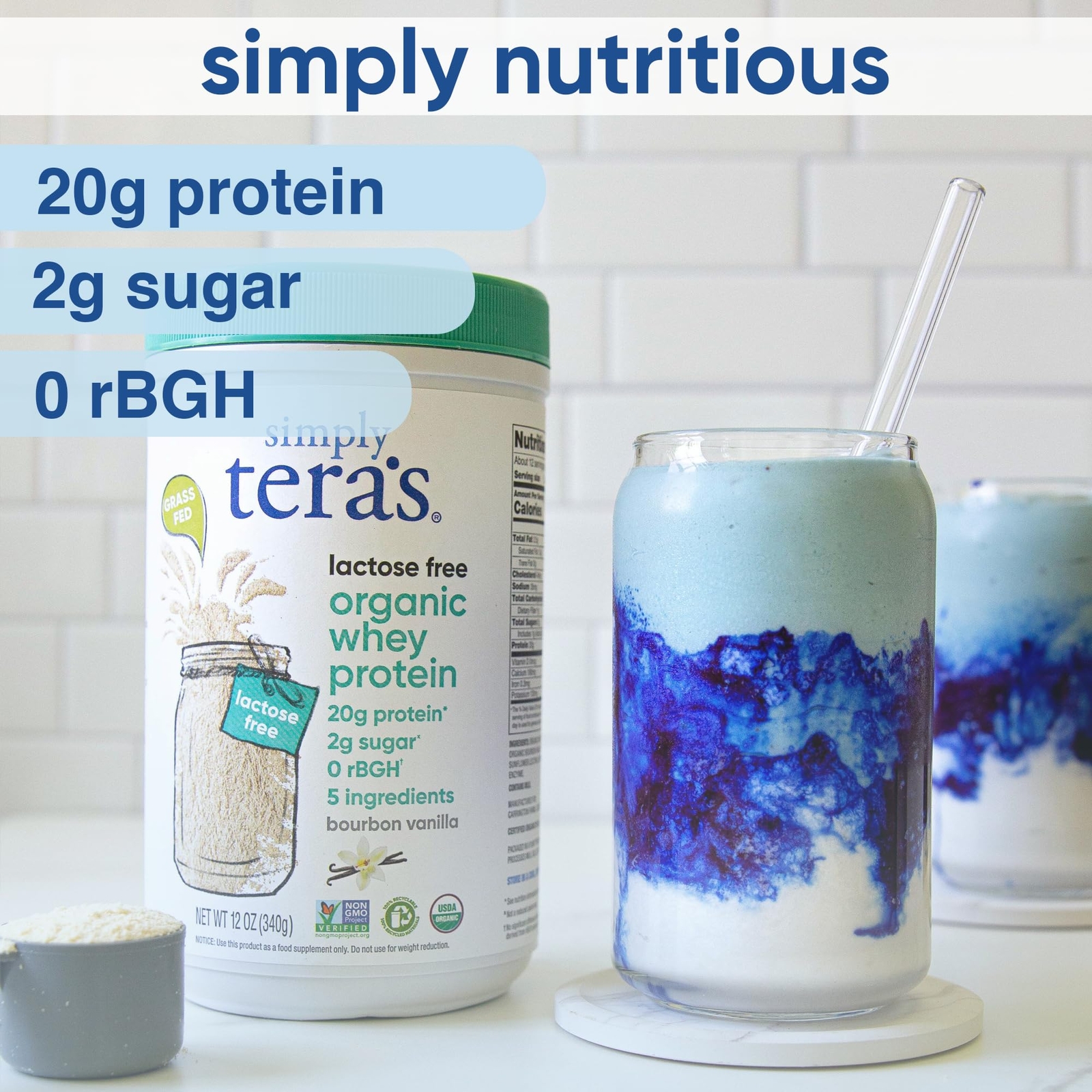 Lactose Free Organic Whey Protein Powder 20g Protein Natural Sweeteners