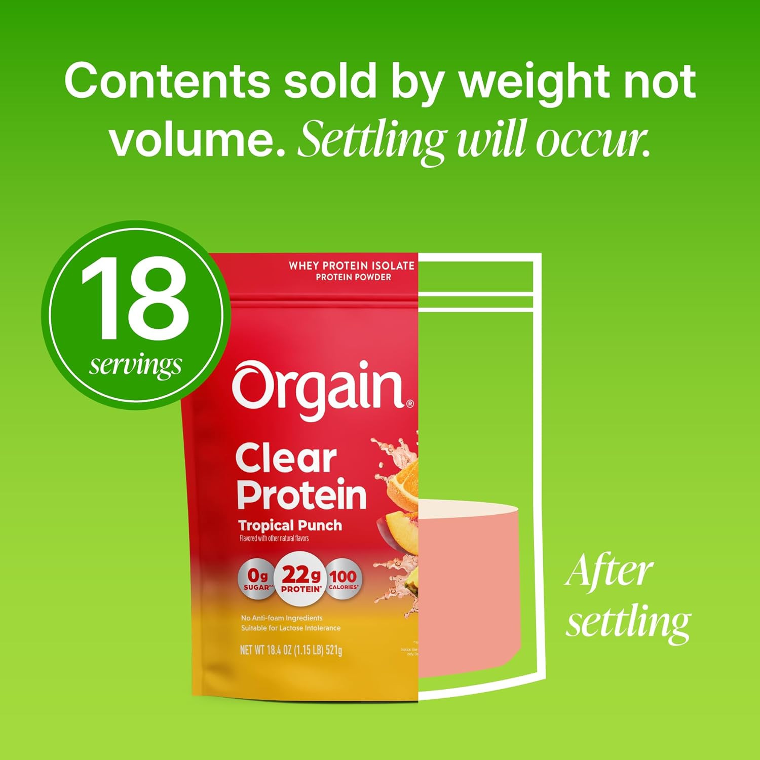 Clear Whey Isolate Protein Powder, Tropical Punch, 22G Protein, 0G Sugar, Suitab