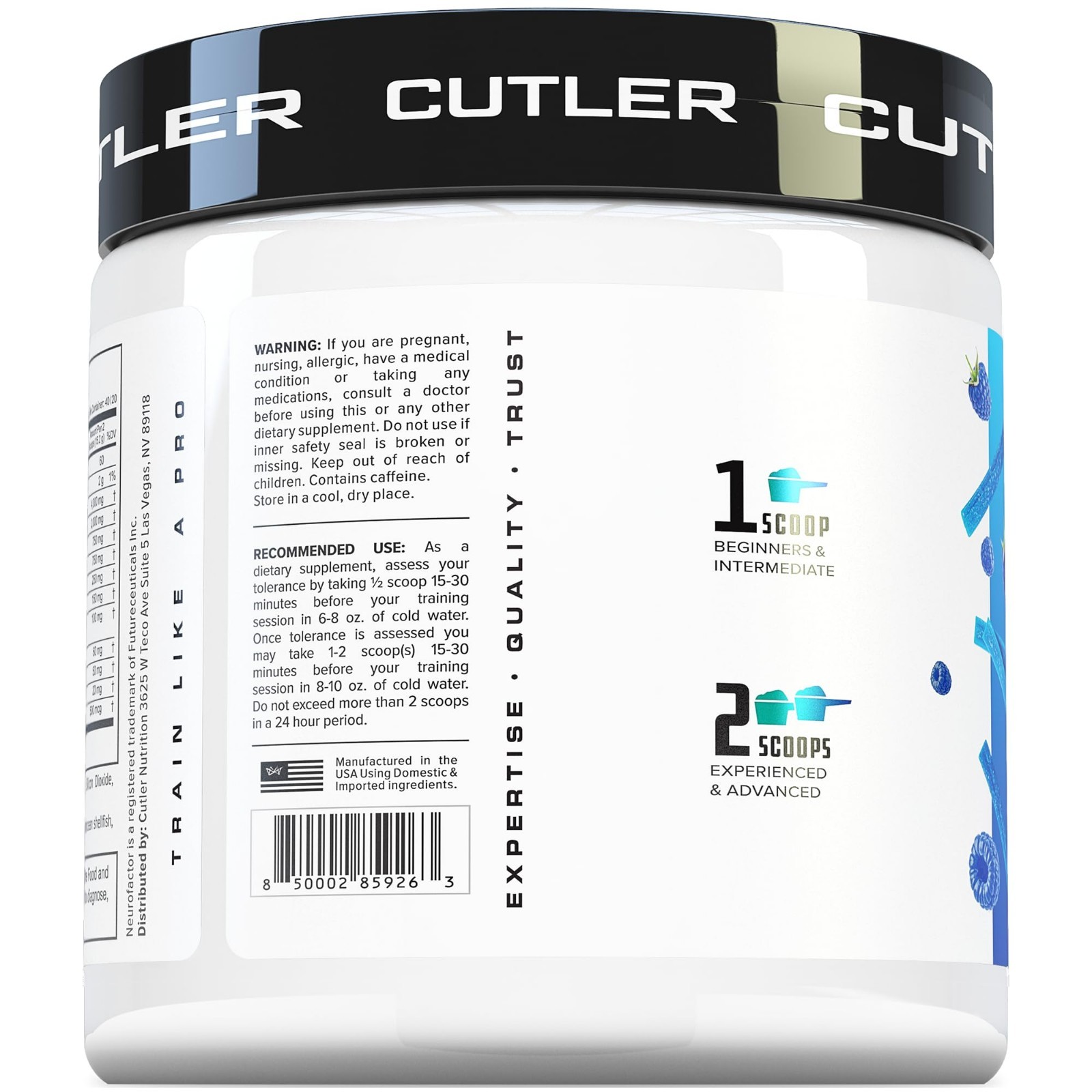 Nootropic Pre-Workout Powder – Sour Blue Razz, 40 Scoops | Energy, Focus, L-Citr
