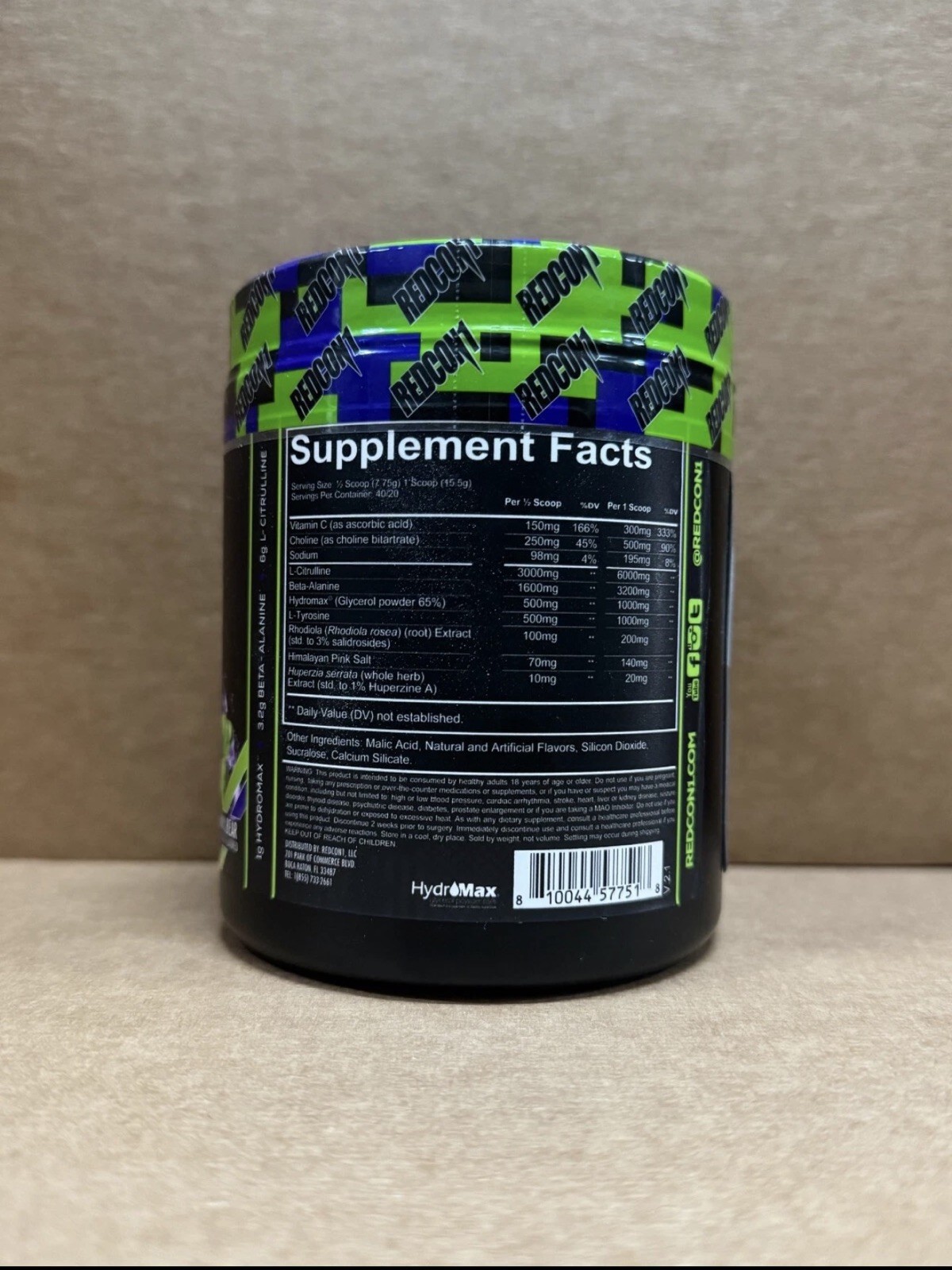 REDCON1 TOTAL WAR PUMP Sour Gummy Bear Stim Free Pre-Workout 30 Serv 2027 EXP