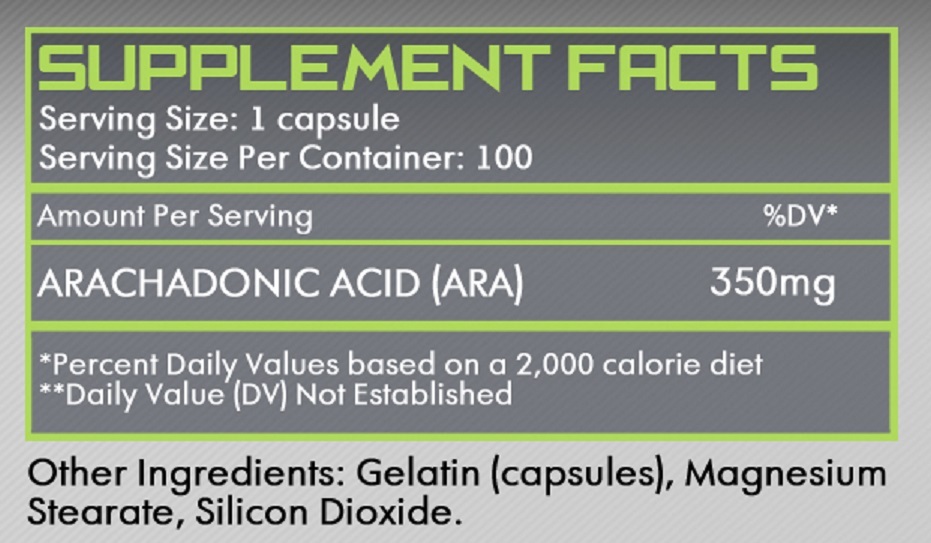 ARACHIDONIC ACID – 350 MGS Per Serving – 120 Servings Per Bottle