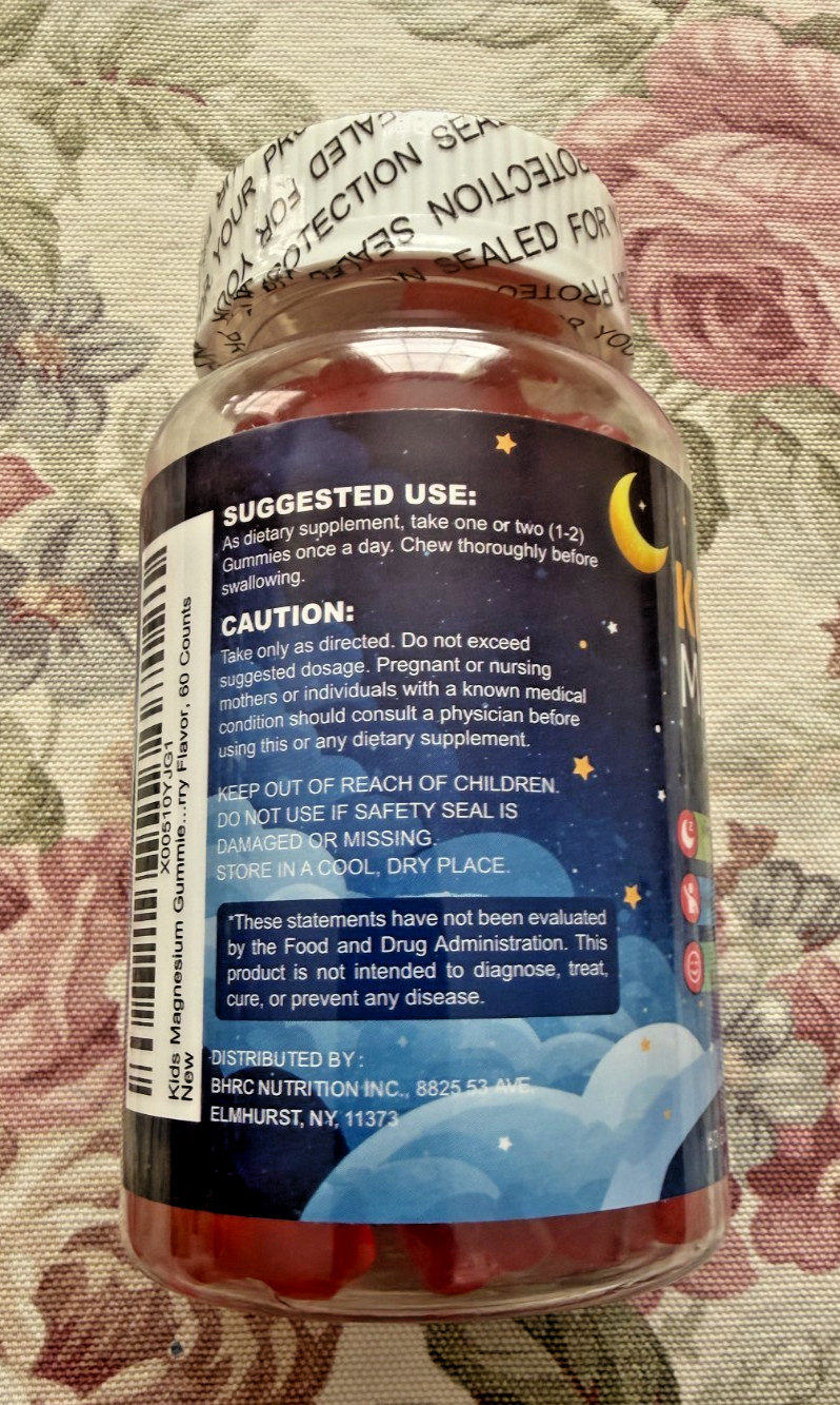 Magnesium Gummies for Kids, Magnesium Glycinate Gummies with Chamomile, Lemon