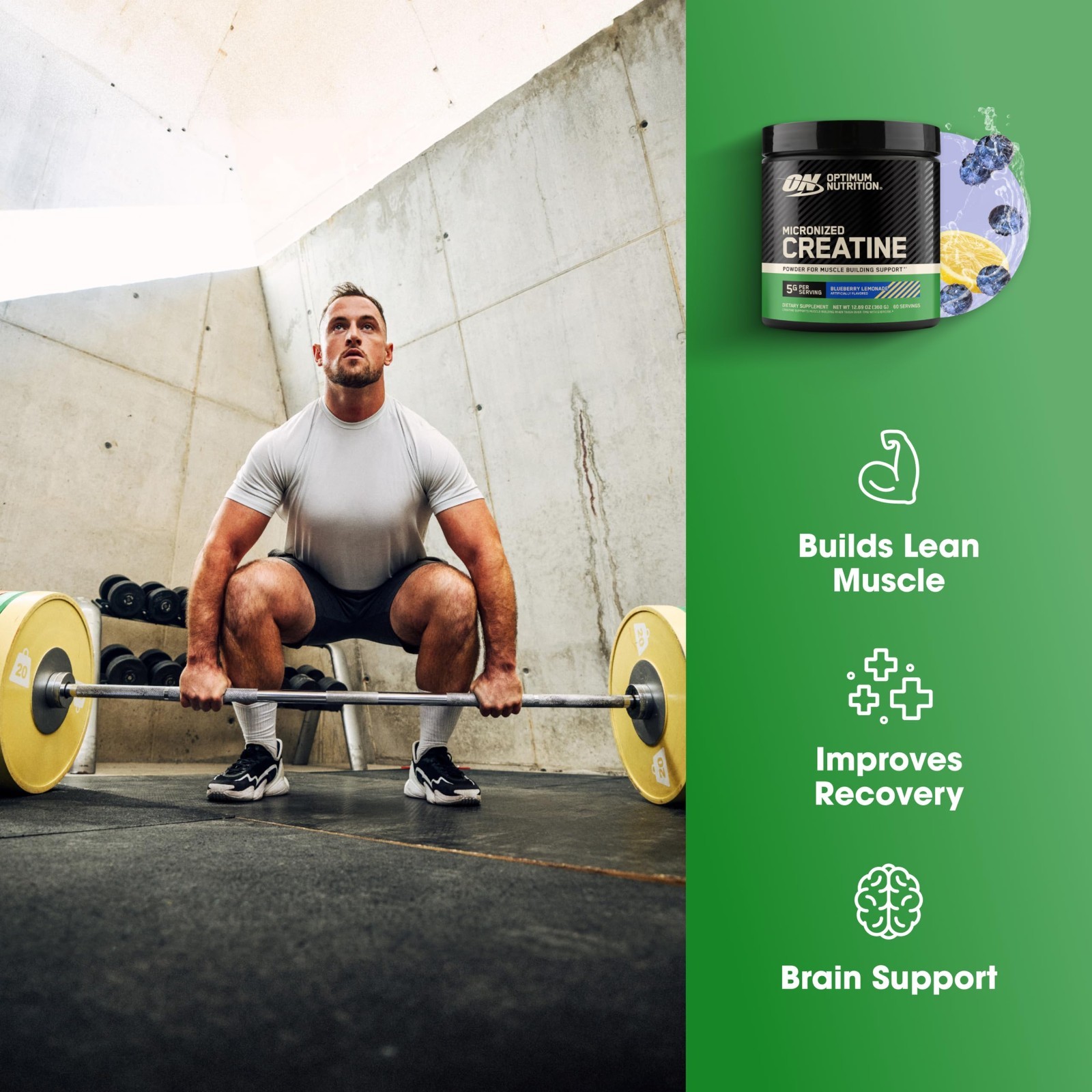 Micronized Creatine Monohydrate Powder – 5g Strength & Recovery, 60 Servings, Bl