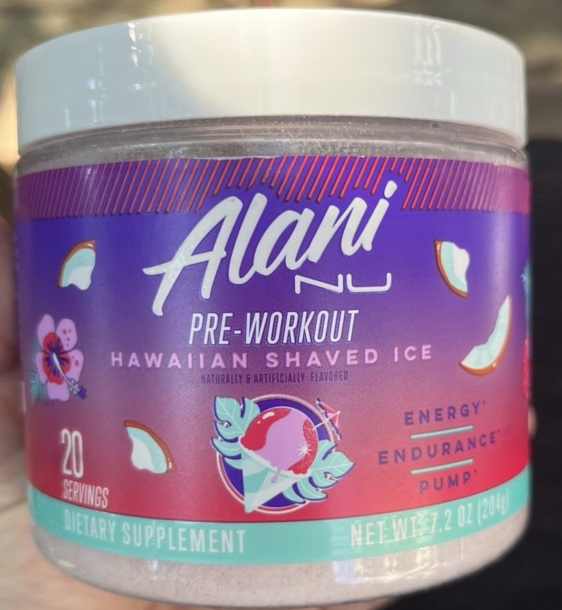 Alani Pre-Workout Hawaiian Shaved Ice, 20 Servings, 7.2 Oz., Exp. 12/27
