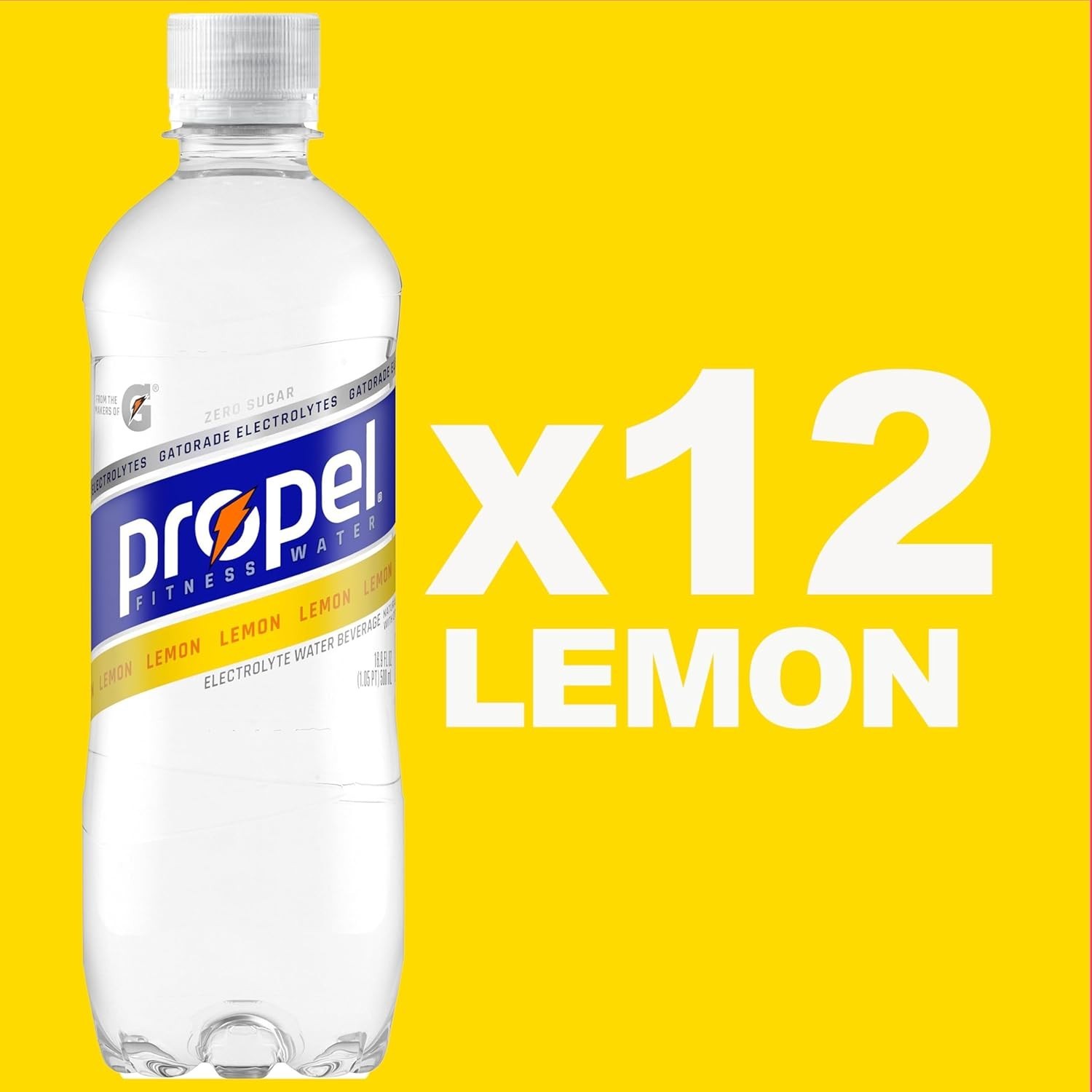 Propel Lemon Zero Calorie Sports Water – 16.9 Oz Bottles (12-Pack)