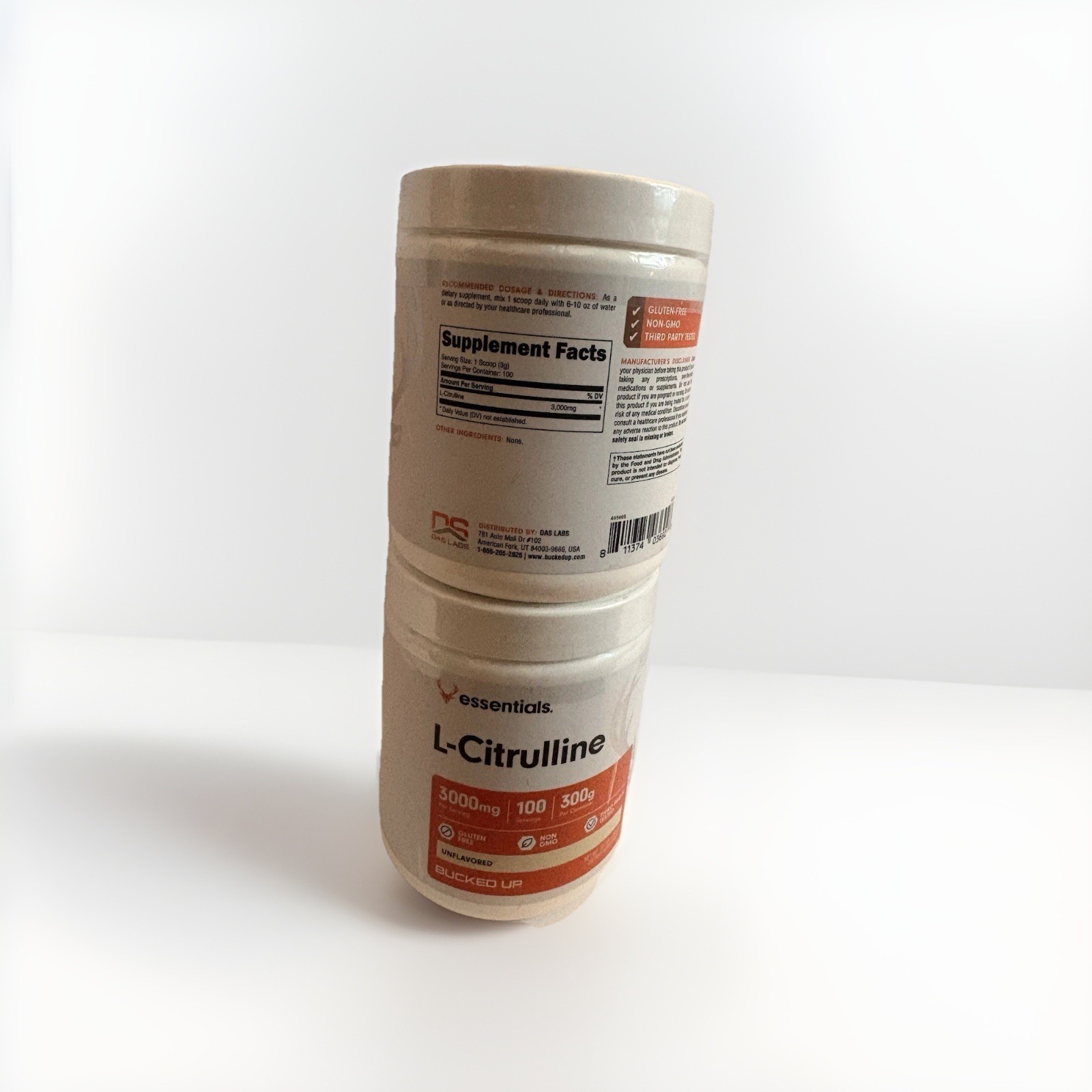 Bucked Up L-Citrulline Powder 2-Pack 300g 3000mg Unflavored Exp 09/2026