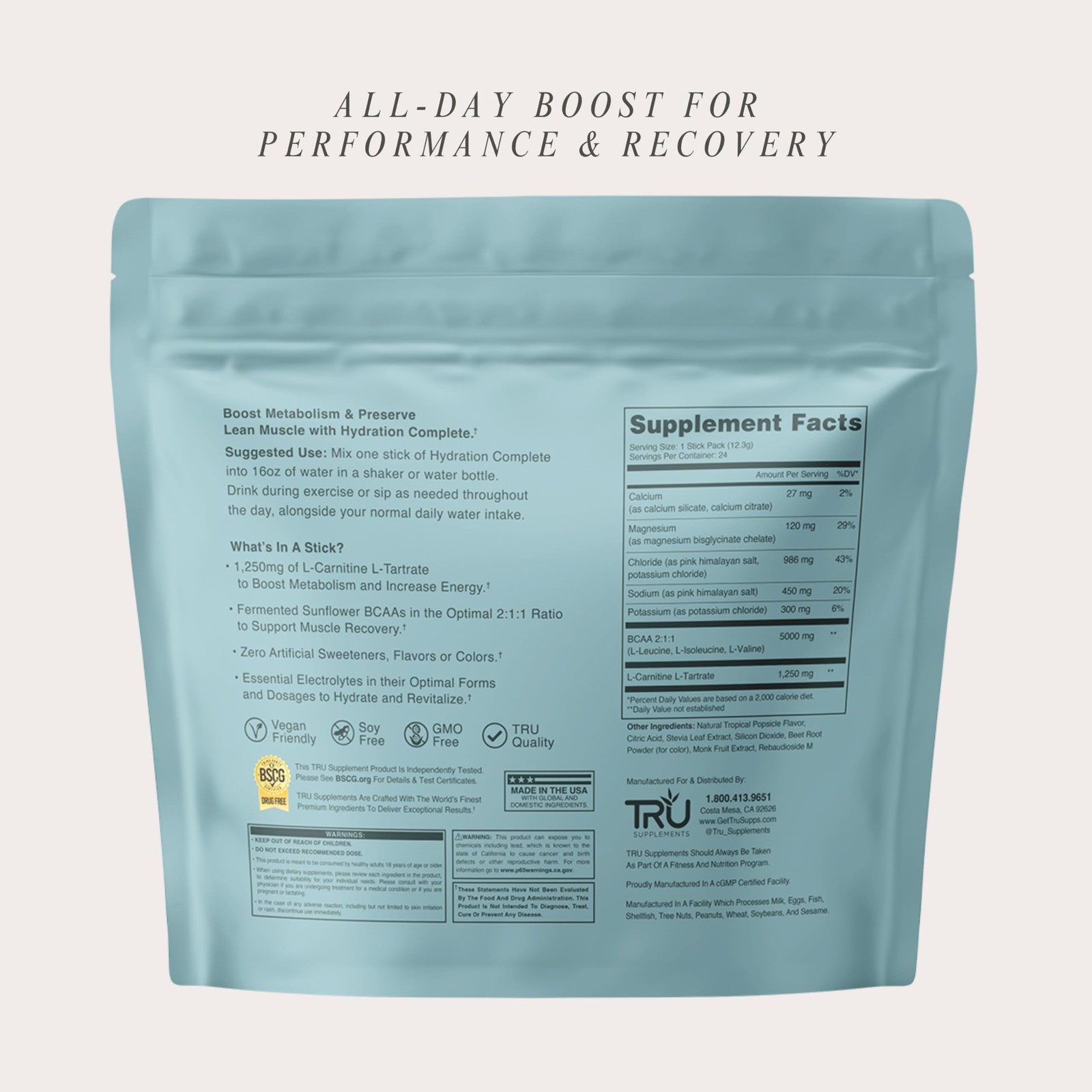 TRU Supplements Hydration Complete BCAA, Plant Based Amino Acids + Pink Himal…