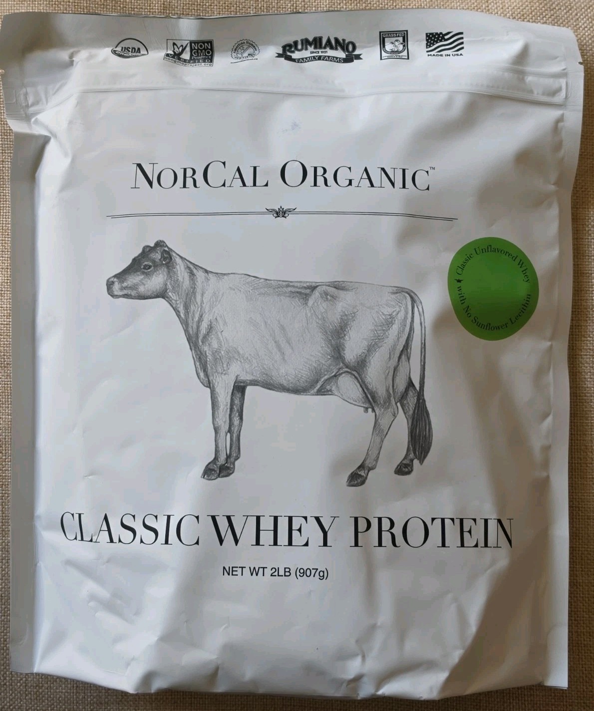 NorCal Organic – Classic Whey Protein – 100% Grass-Fed, UNFLAVORED, 2LB