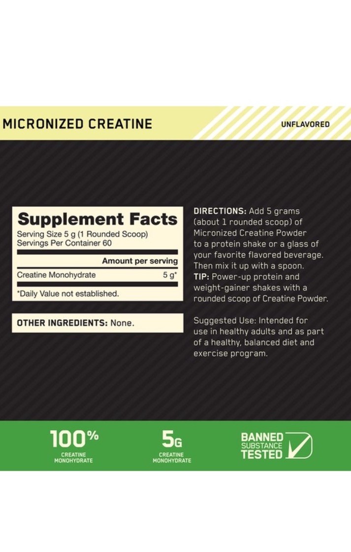 Optimum Nutrition Micronized Creatine Powder Unflavored 300 g 60 Servings
