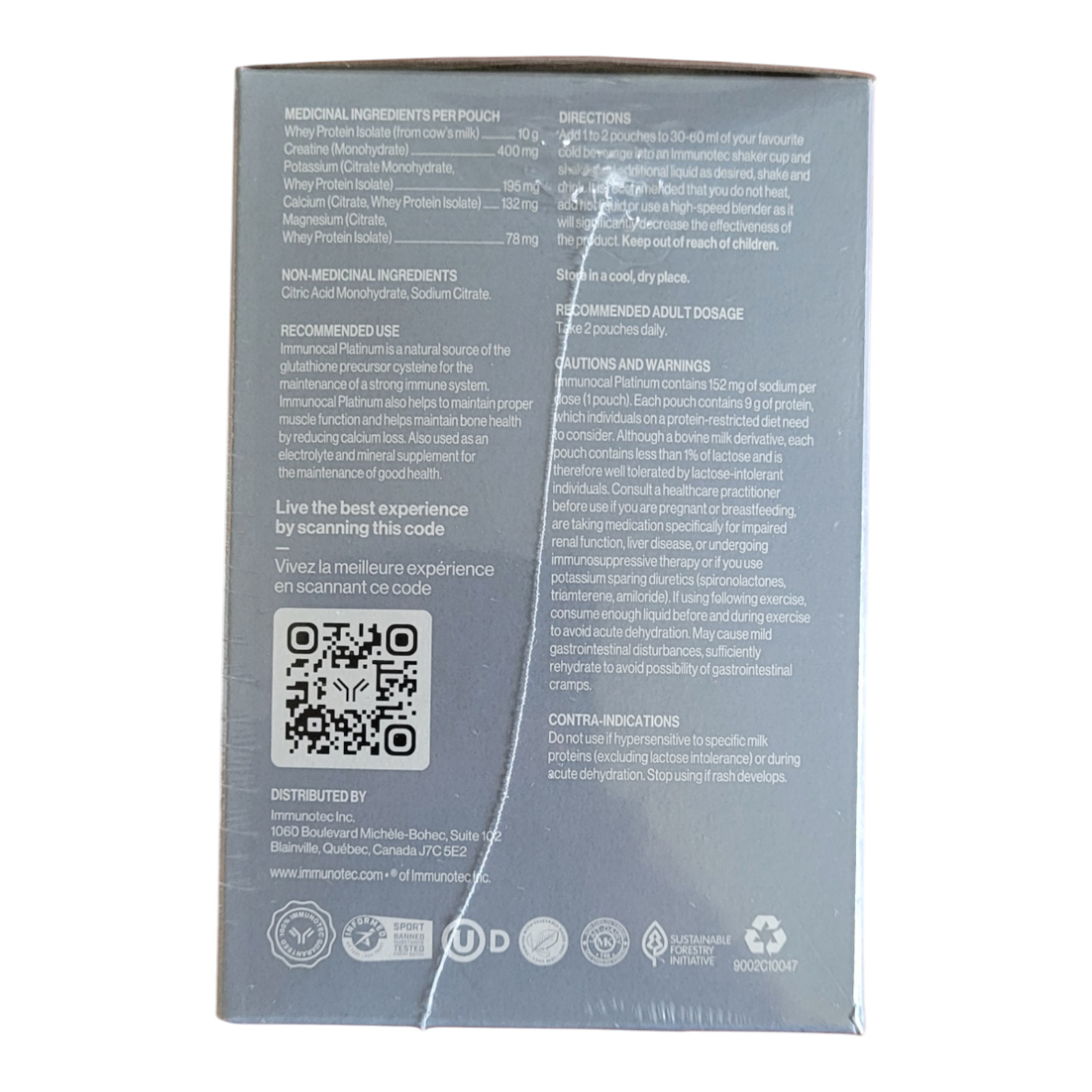 Immunocal Platinum (30 pouches) – New – Free Shipping – Exp: 11/2027