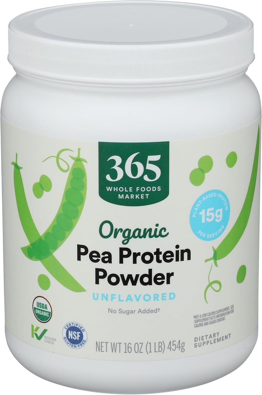 Nutritious Organic Pea Protein – 16 Oz Jar, 15g Plant-Based Protein, Gluten Free