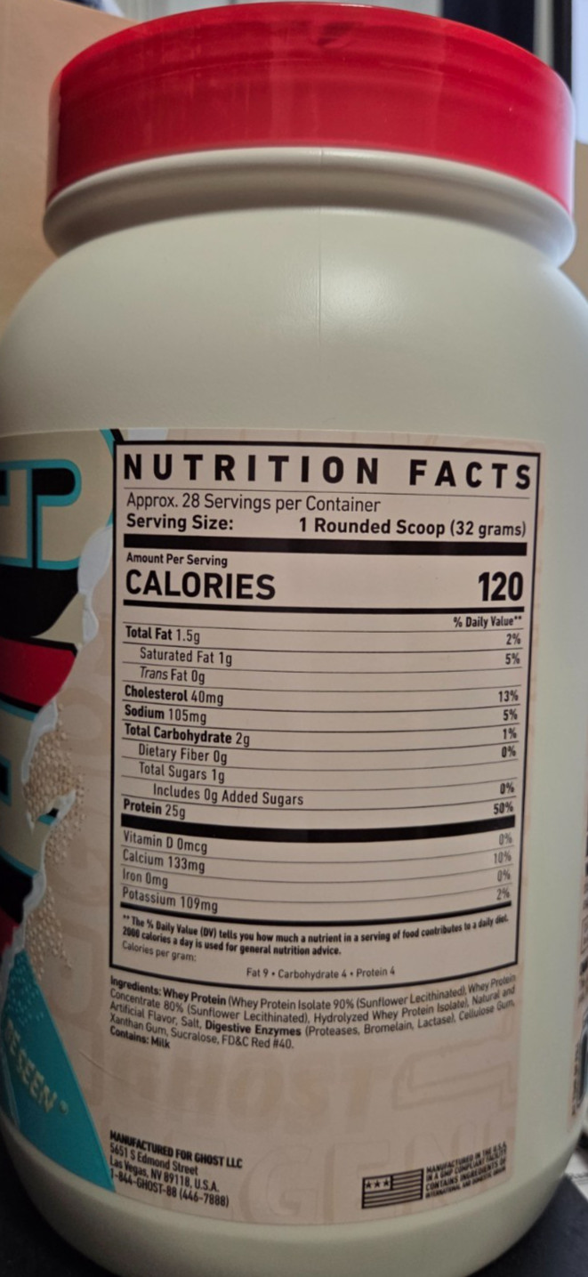 Ghost Whey Protein Fruity Cereal Milk 2lb (924 g) 25g 5/2026