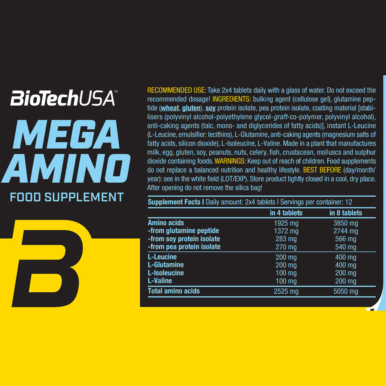 MEGA AMINO ACIDS 3200 – whey protein BCAA muscle building – amino acid tablets