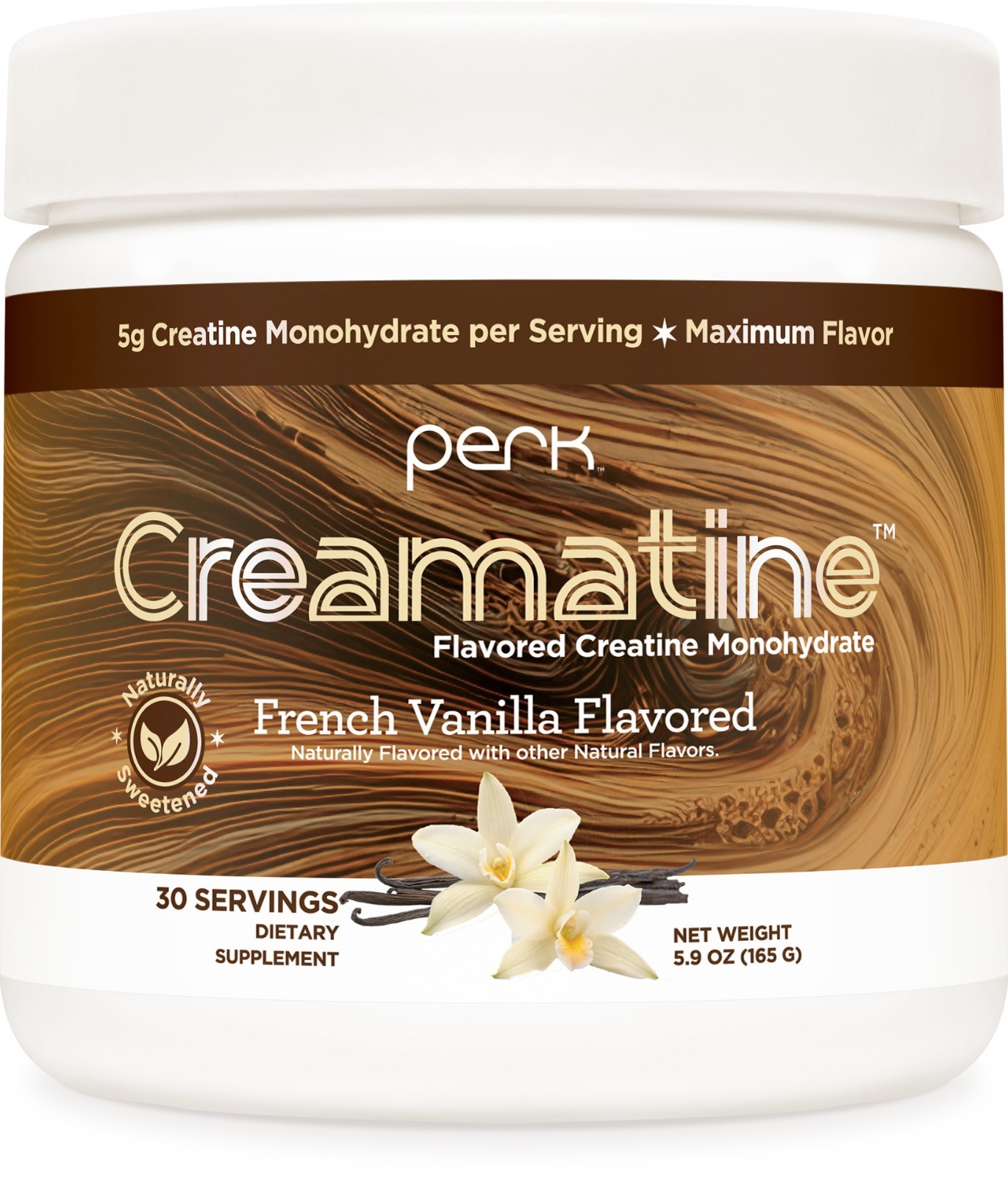 Perk Creamatine (French Vanilla) 30 Servings – Flavored Creatine Monohydrate, 5g
