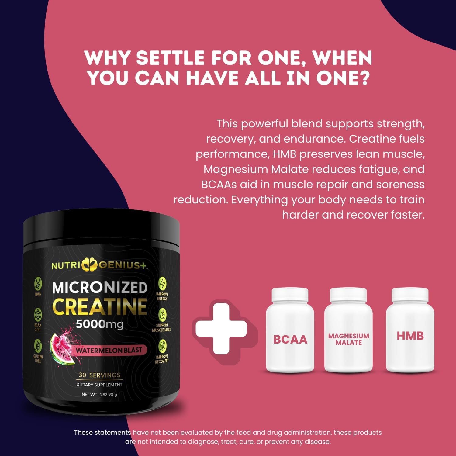 Creatine Monohydrate 5G with Bcaas –Support Muscles, Cellular Energy and Cogniti