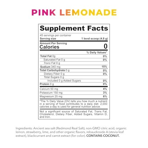 Kids Electrolyte Powder Pink Lemonade Hydration Mix No Added Sugar 7.62 Ounce