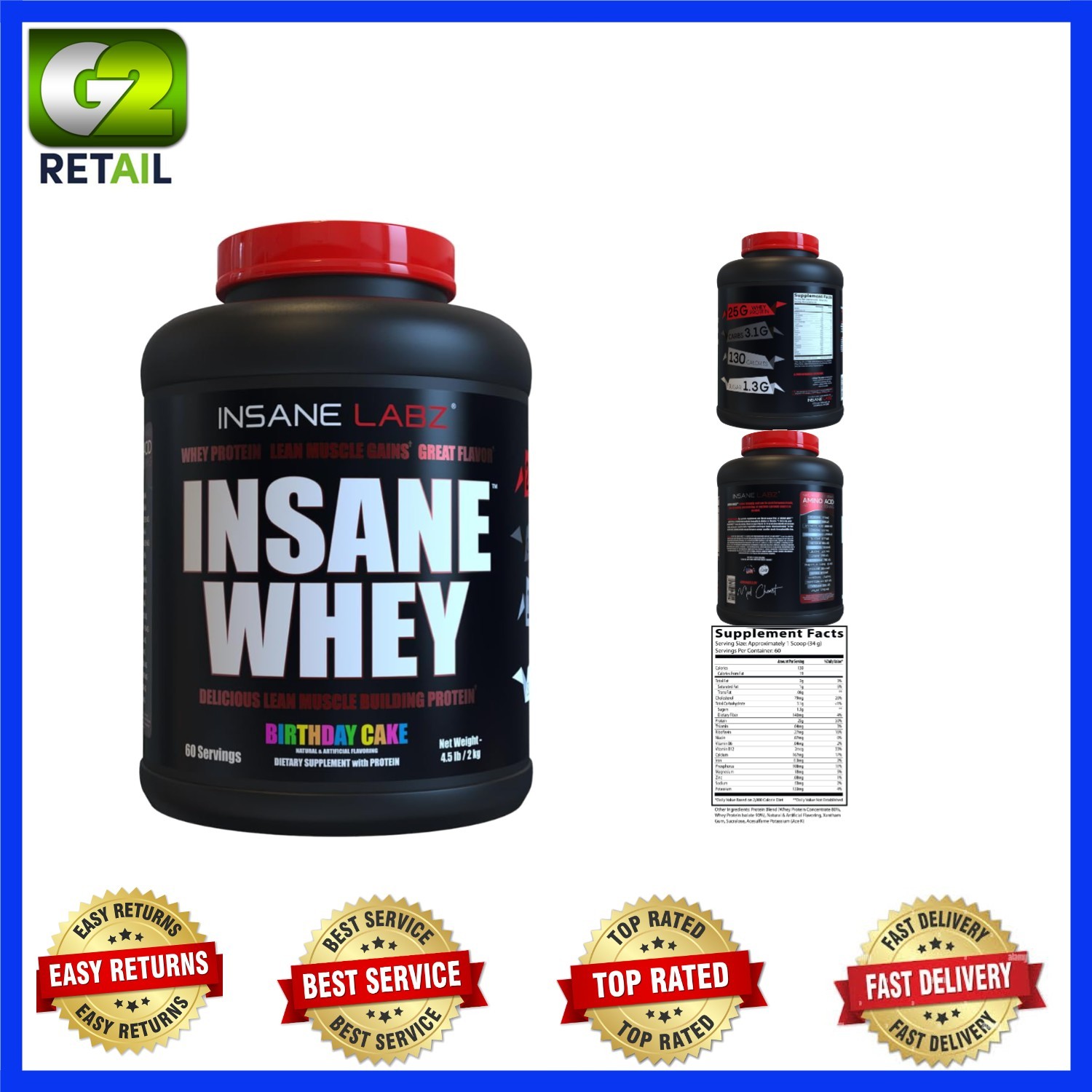 Insane Whey 5lbs Muscle Gainer – BCAA Profile, Perfect Meal Replacement