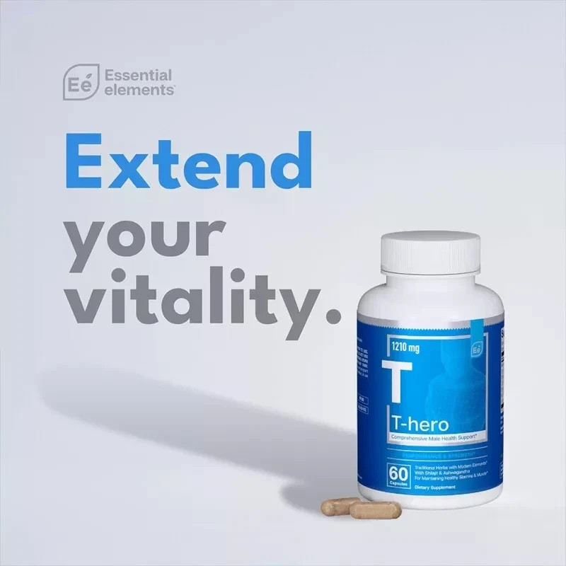 Essential Elements T-Hero Health Supplement Enhance Energy & Performance, 2 Pack