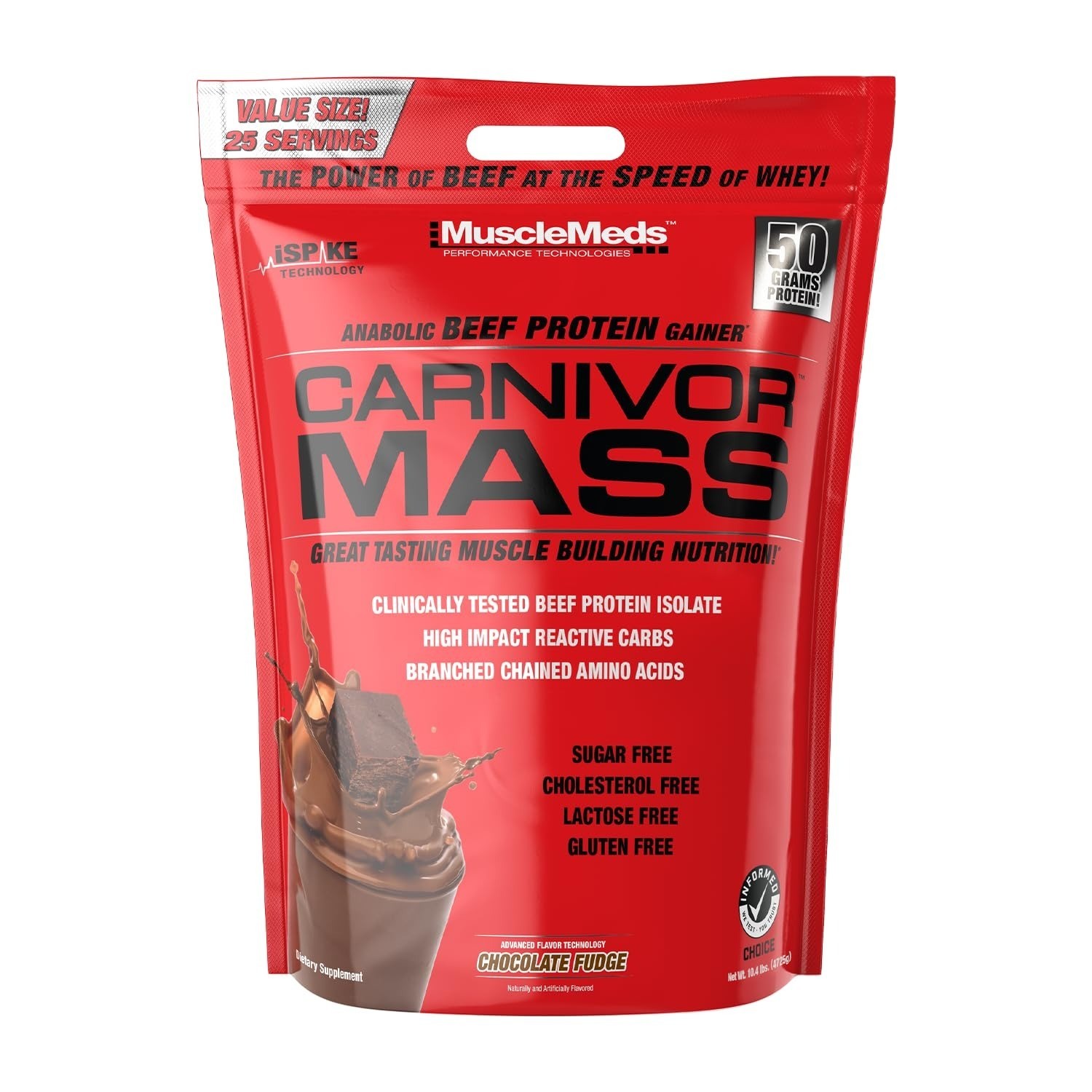 CARNIVOR Mass Gainer Beef Protein Isolate Shake 50g Protein 125g Carbs