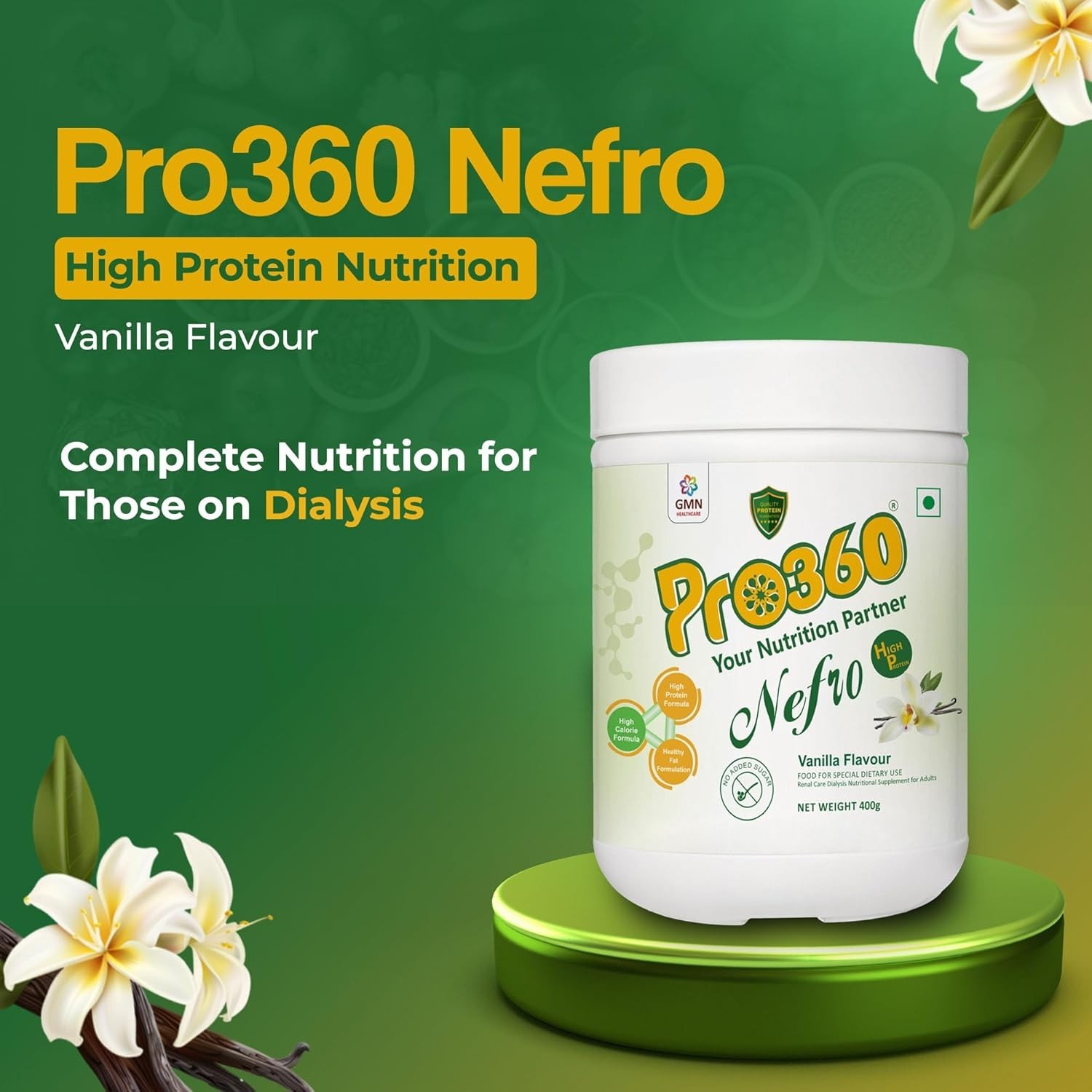 Pro360 Nefro HP Protein Vanilla Flavour Powder – 400 gm