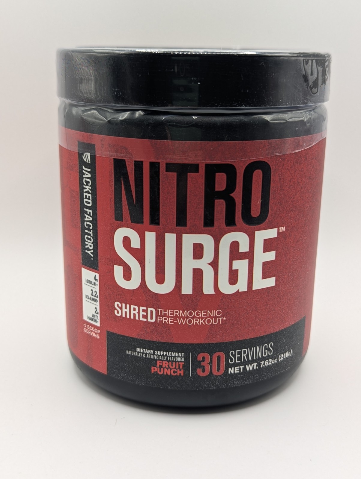 Nitro Surge Shred Thermogenic Pre-Workout Fruit Punch 7.61oz 30 Servings 07/2027