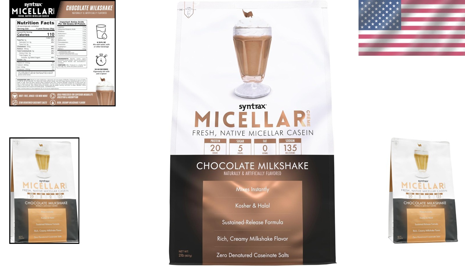 Delicious and Nutritious 2 lb Chocolate Milkshake Micellar Protein – 20g Protein
