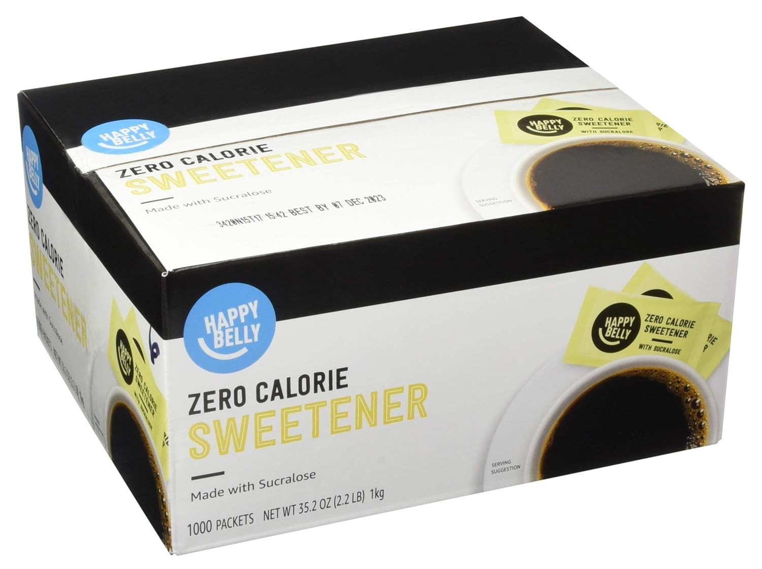 Amazon Brand – Happy Belly Zero Calorie Yellow 1000 Count (Pack of 1)