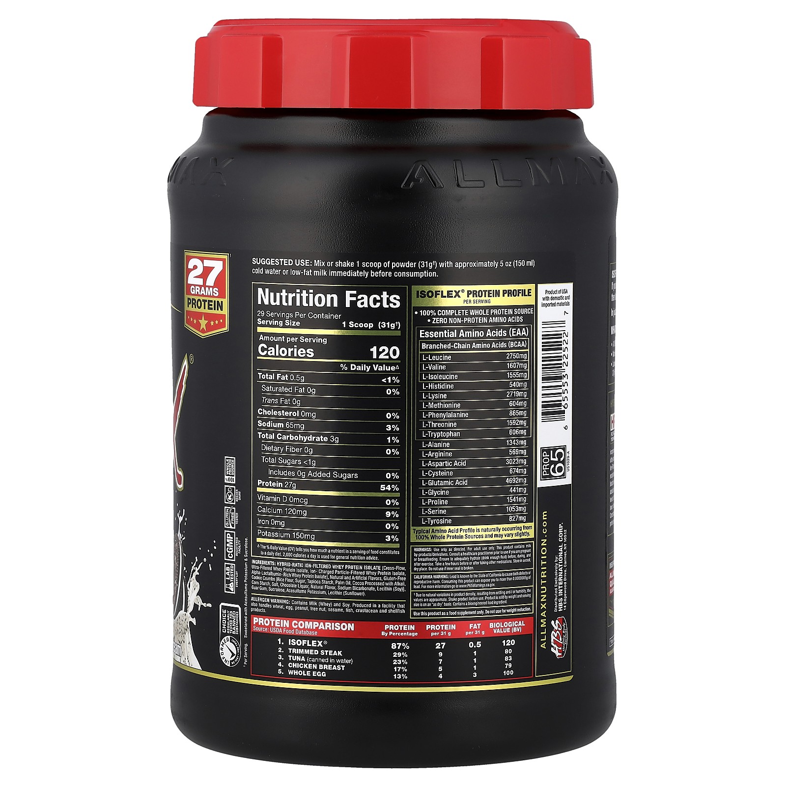 Isoflex, 100% Pure Whey Protein Isolate, Cookies & Cream, 2 lbs (907 g)