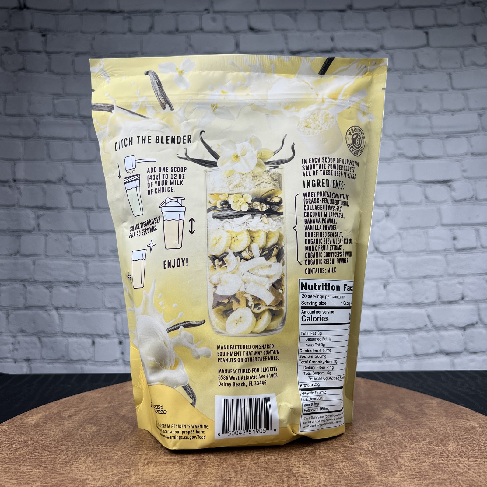 FlavCity Vanilla Cream Protein Smoothie Powder 25g Protein – 2lbs