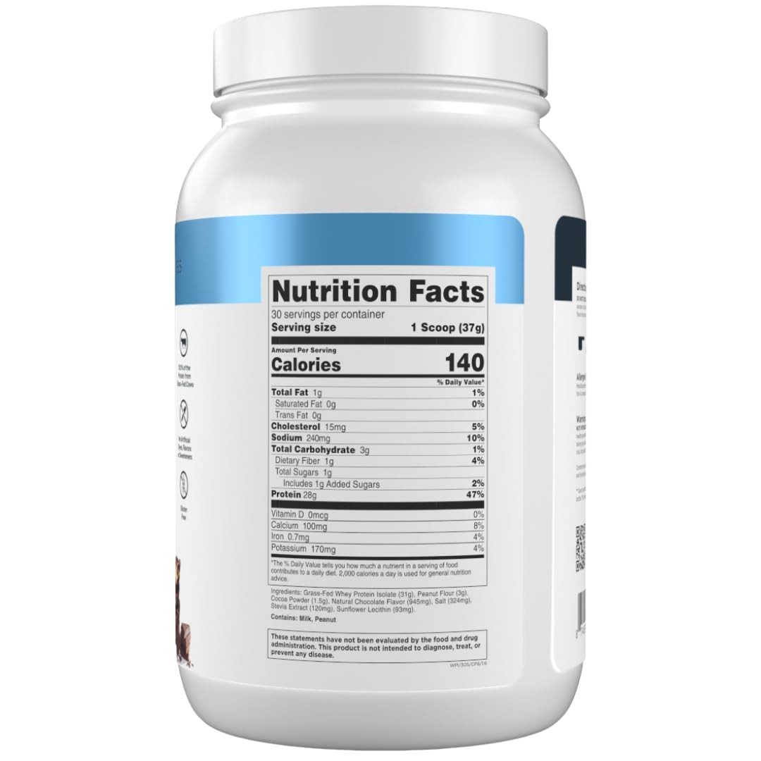Transparent Labs GrassFed Whey Protein Isolate Naturally Flavored, Gluten Fr…
