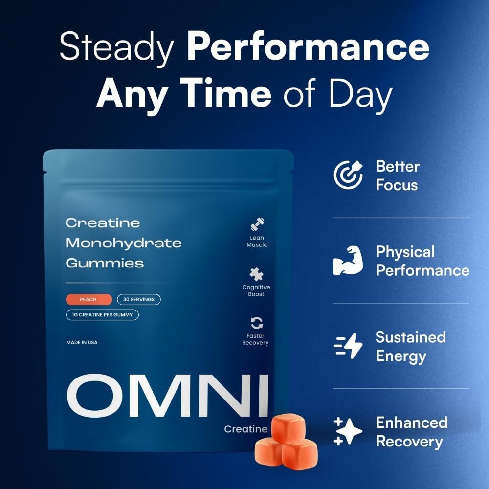 Amazing Omni Creatine Monohydrate Gummies (Peach) 30 Servings -Few Units Left